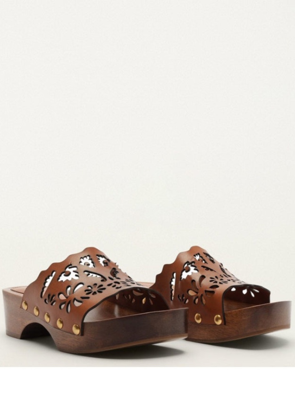 FARM RIO Brown Lace Leather Clog, Size 9, NWOT